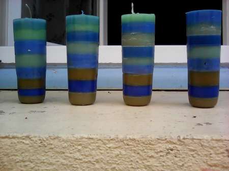 4 bougies cylindriques faites \