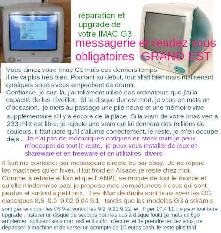 reinstallation de systeme MacOS  sur   Imac G3