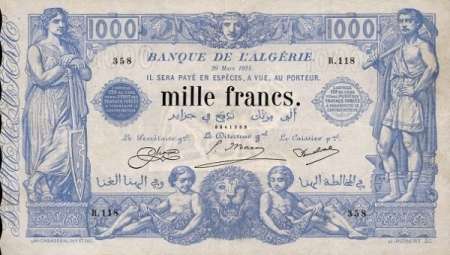 Billet banque colonie de l'Algérie et la Tunisie