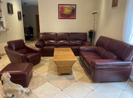 Ensemble Cuir 2 Canapés 1 fauteuil 1 pouf