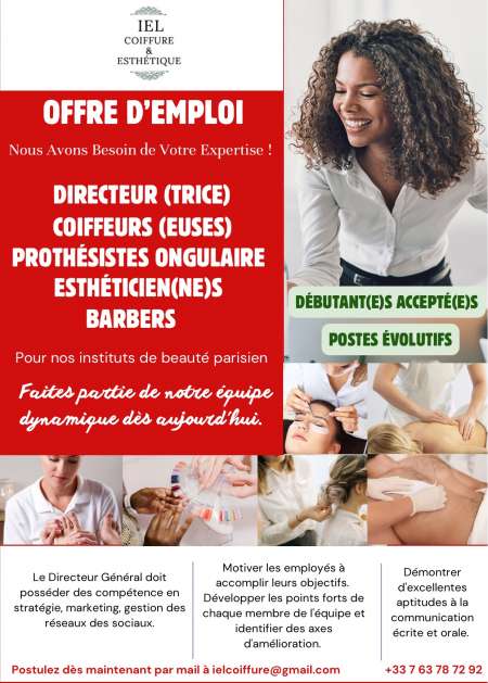 Recherche COIFFEURS ESTHÉTICIENNES DIRECTEURS