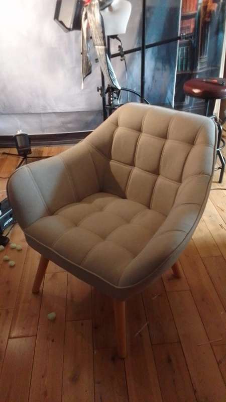 2 Fauteuils Caserta en tissu gris