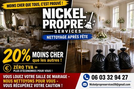 Nettoyage de vos salle de mariage..